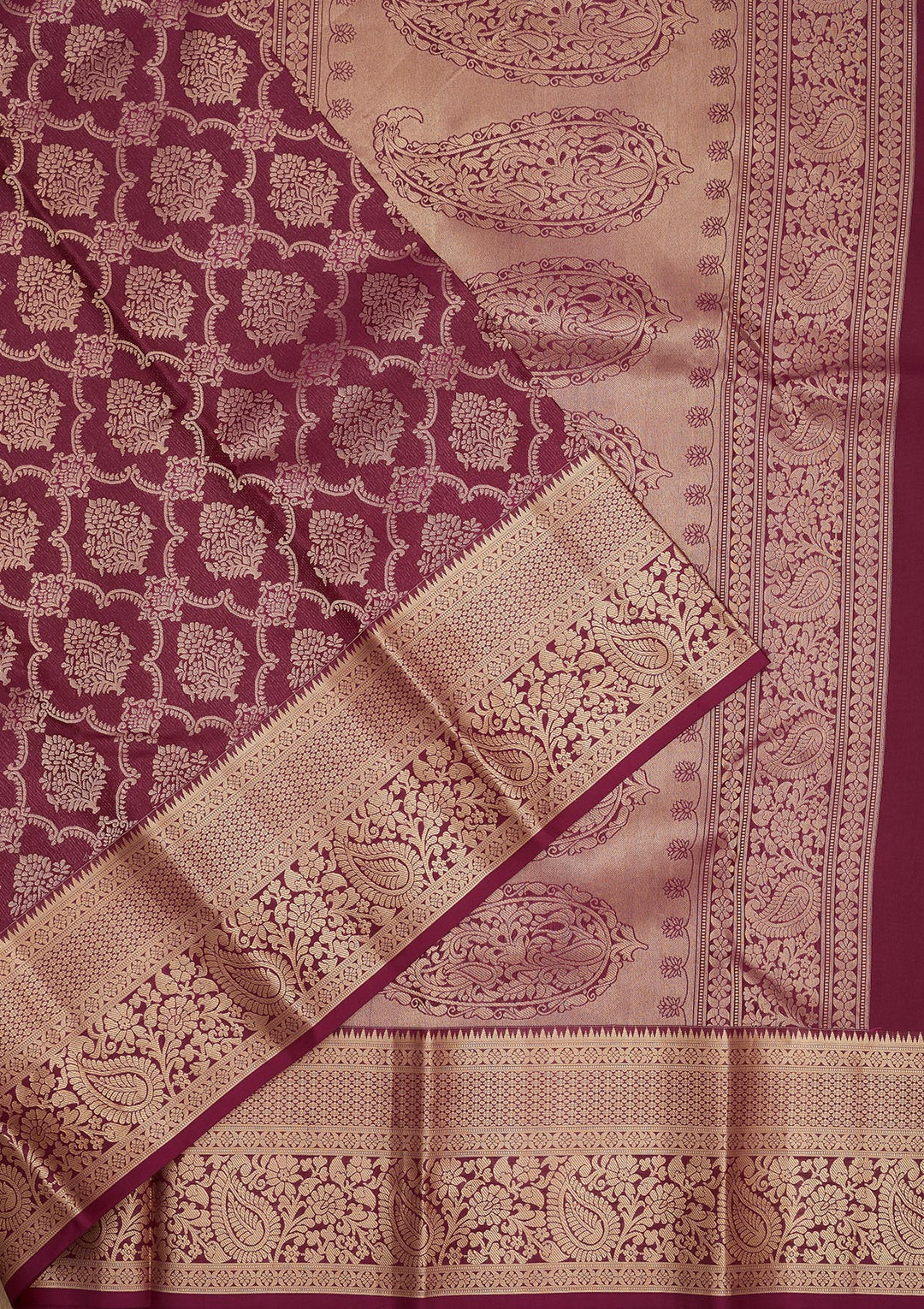 Wine Zariwork Pure Silk Saree