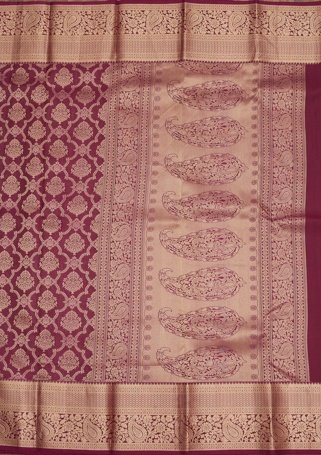 Wine Zariwork Pure Silk Saree