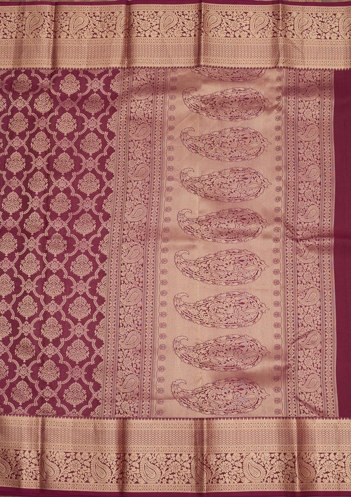 Wine Zariwork Pure Silk Saree