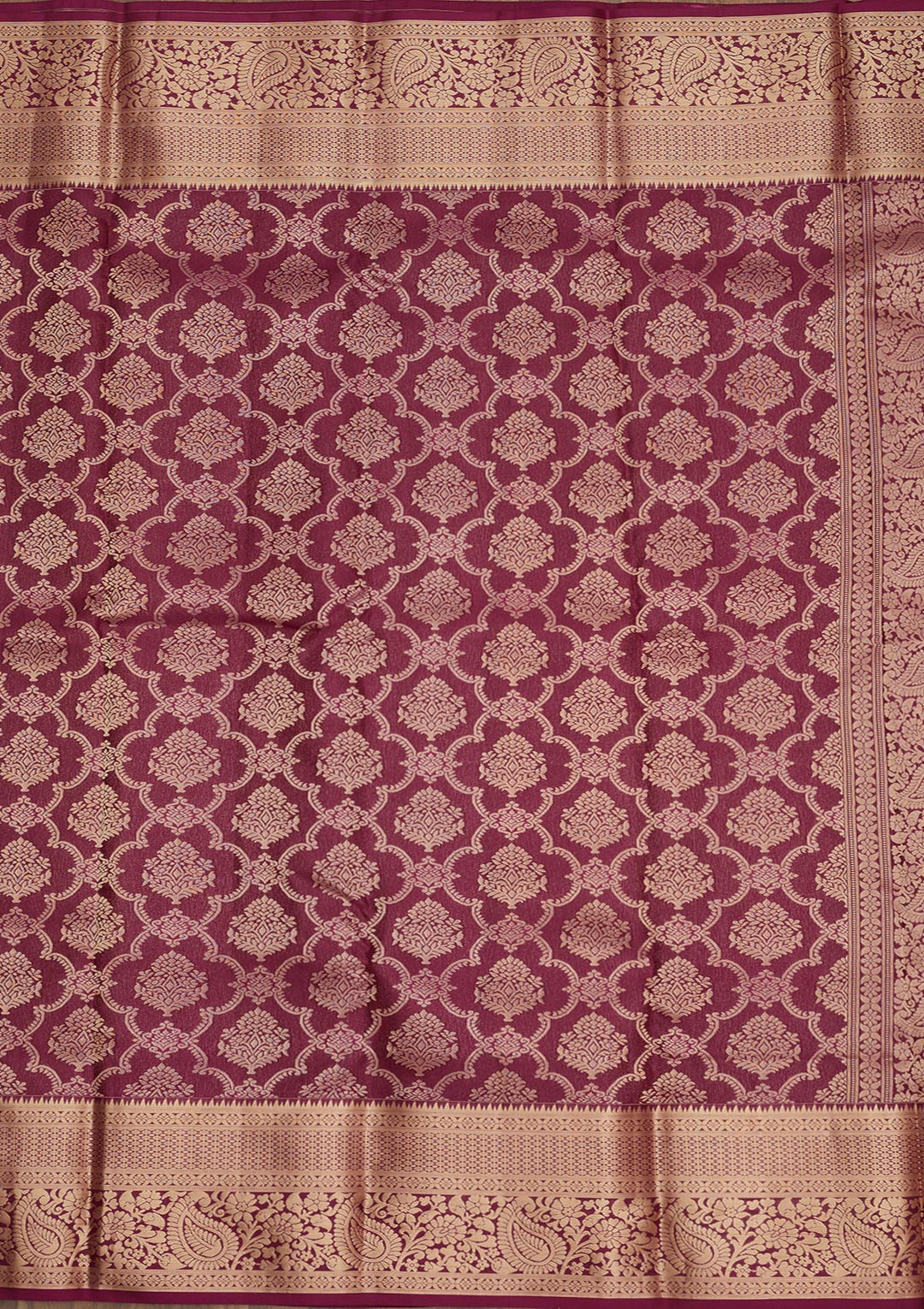 Wine Zariwork Pure Silk Saree