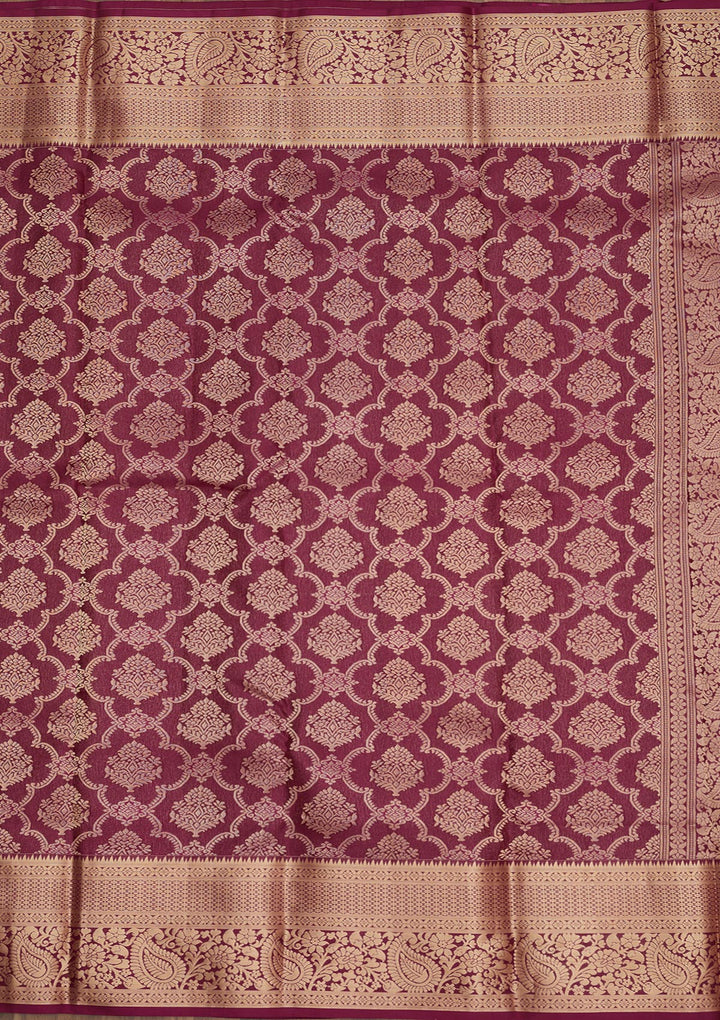 Wine Zariwork Pure Silk Saree