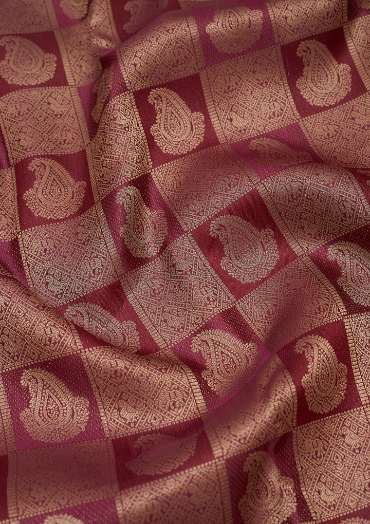 Wine Zariwork Pure Silk Saree