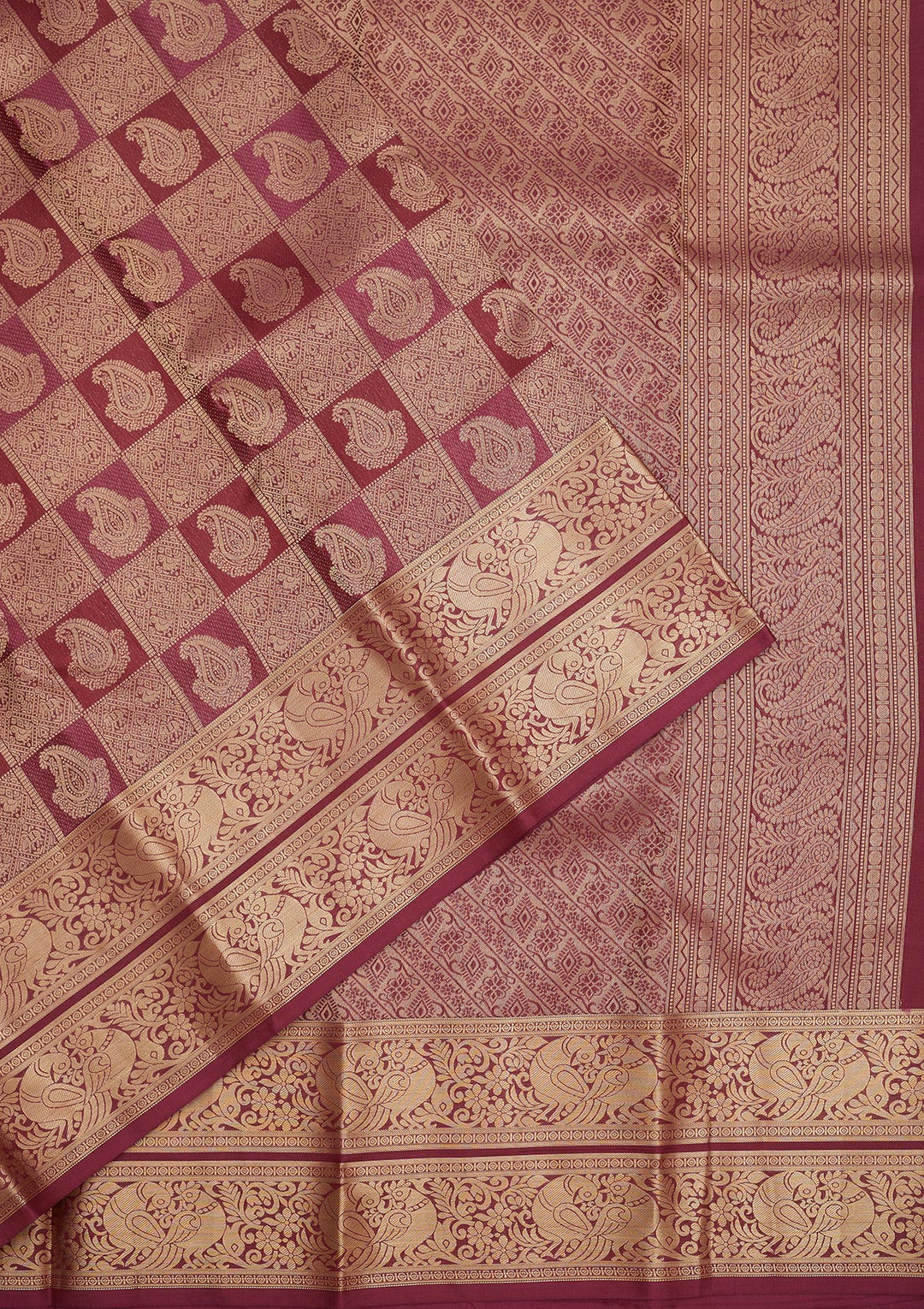 Wine Zariwork Pure Silk Saree