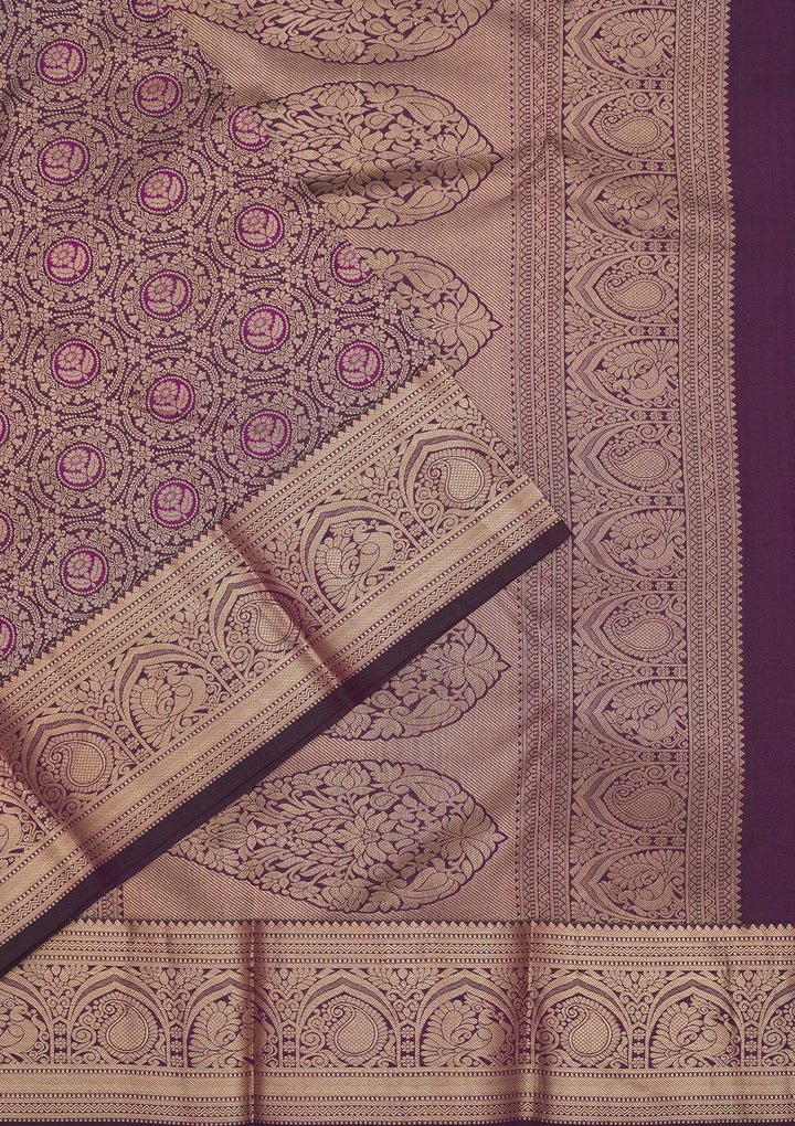 Wine Zariwork Pure Silk Saree