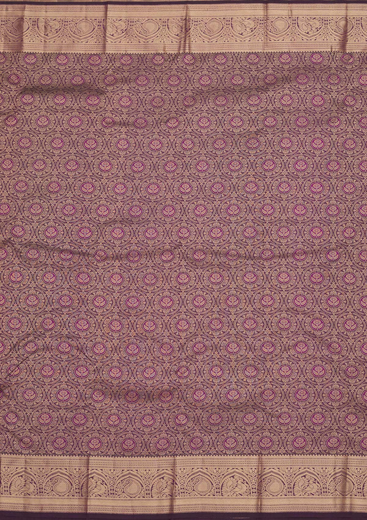 Wine Zariwork Pure Silk Saree