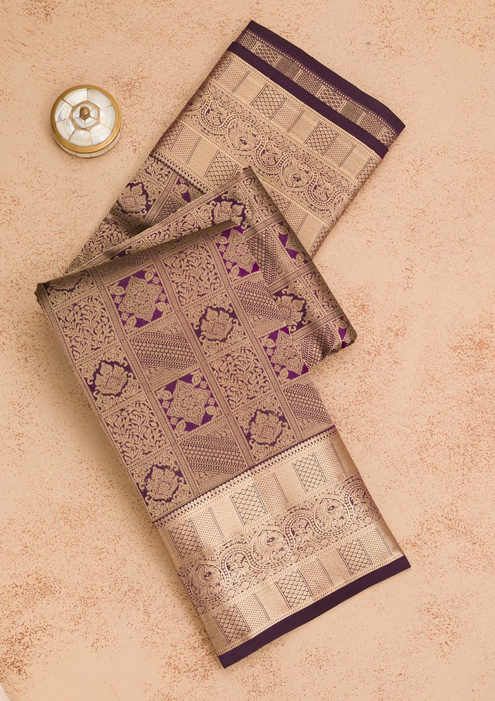 Wine Zariwork Pure Silk Saree