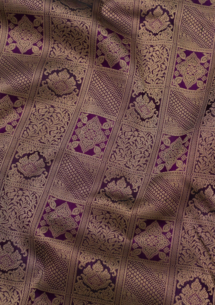 Wine Zariwork Pure Silk Saree