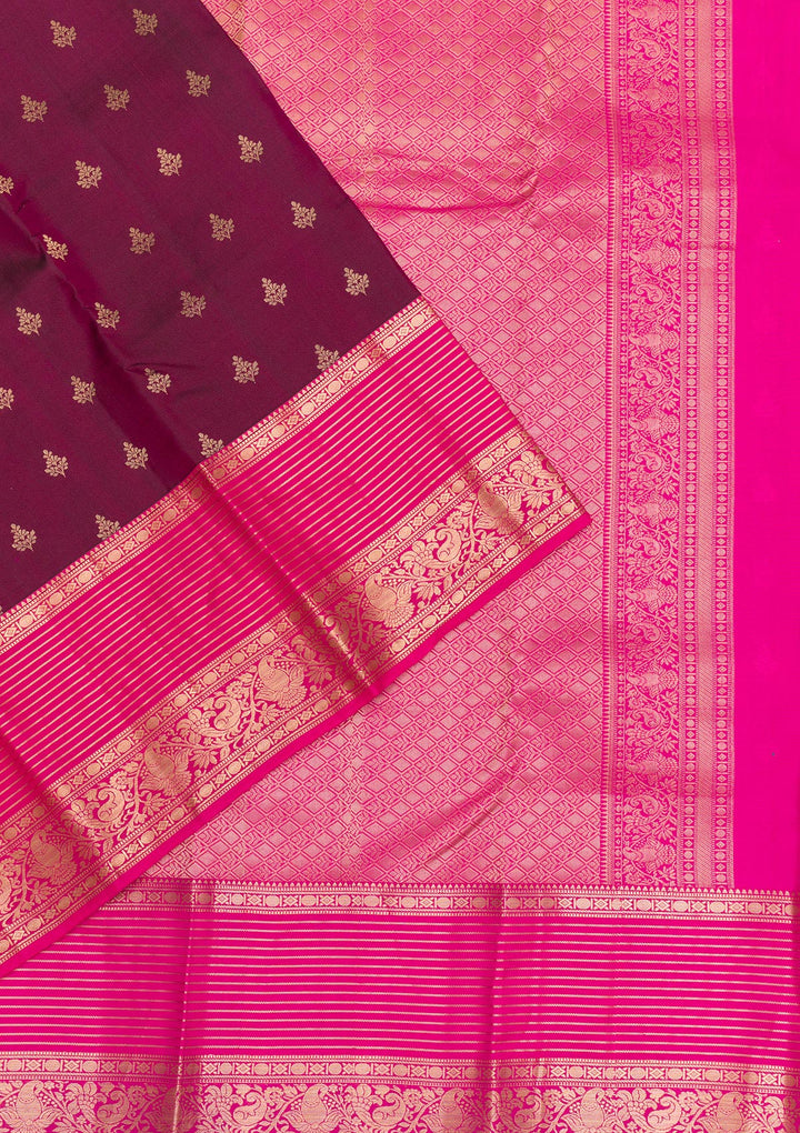 Wine Zariwork Pure Silk Saree-Koskii