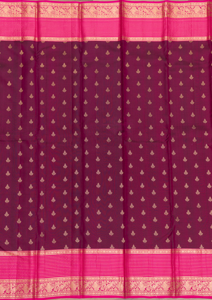 Wine Zariwork Pure Silk Saree-Koskii