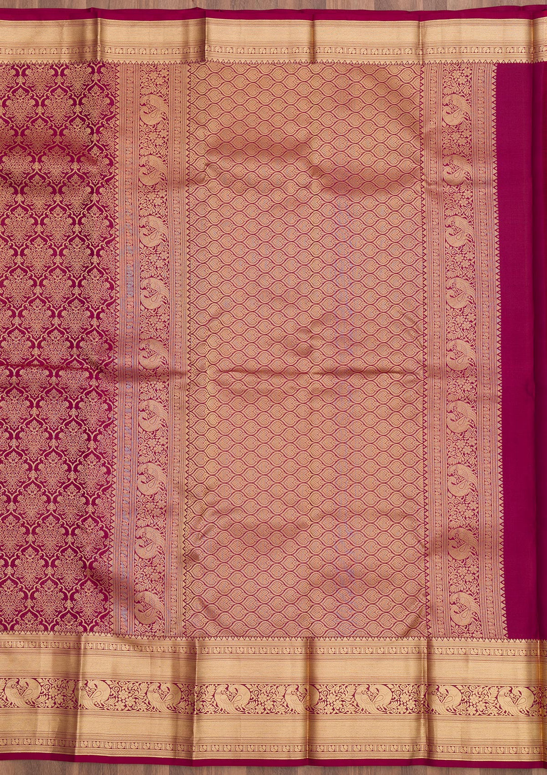 Wine Zariwork Pure Silk Saree