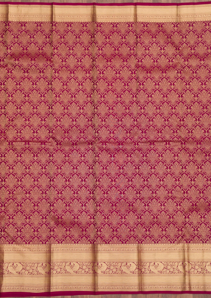 Wine Zariwork Pure Silk Saree