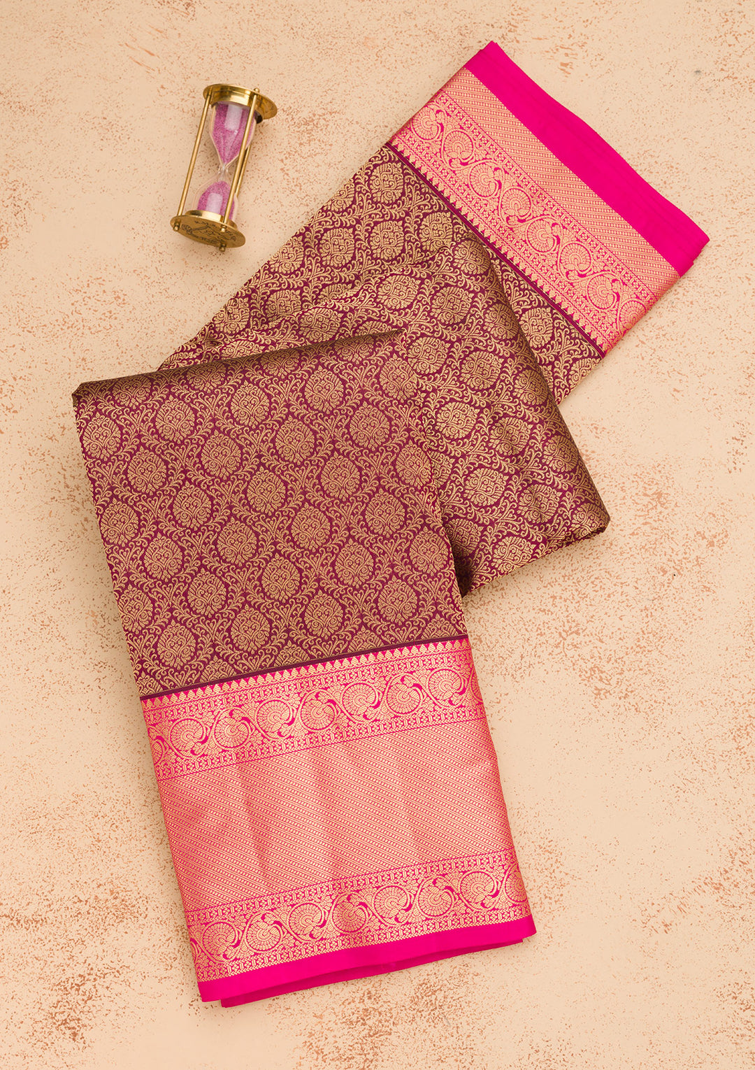 Wine Zariwork Pure Silk Saree