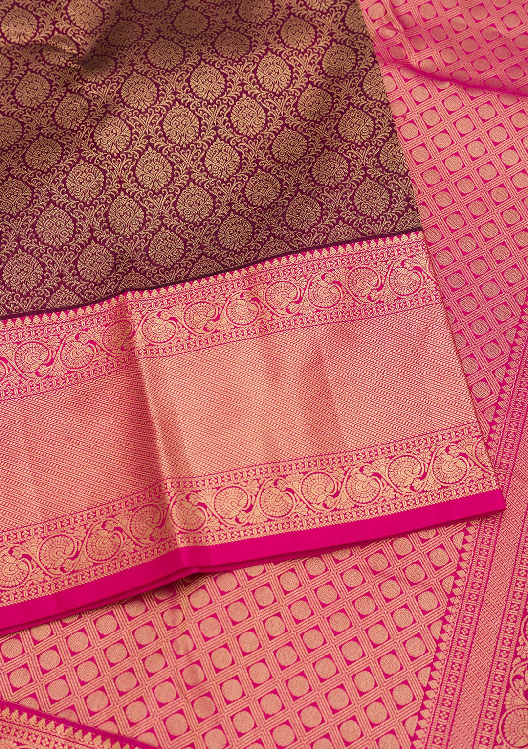 Wine Zariwork Pure Silk Saree