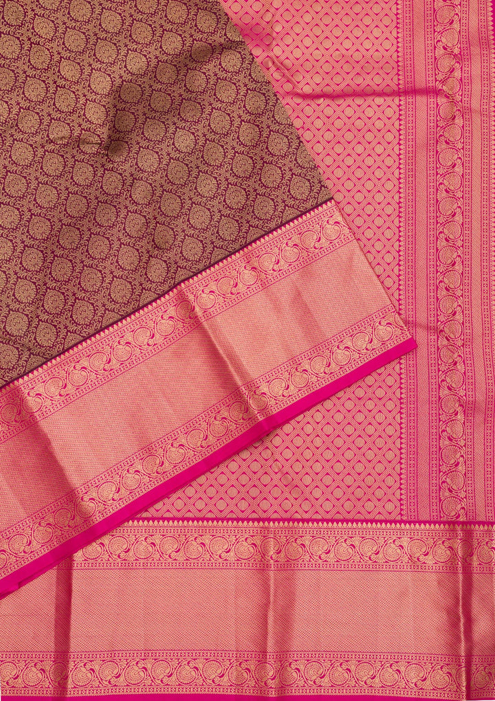 Wine Zariwork Pure Silk Saree