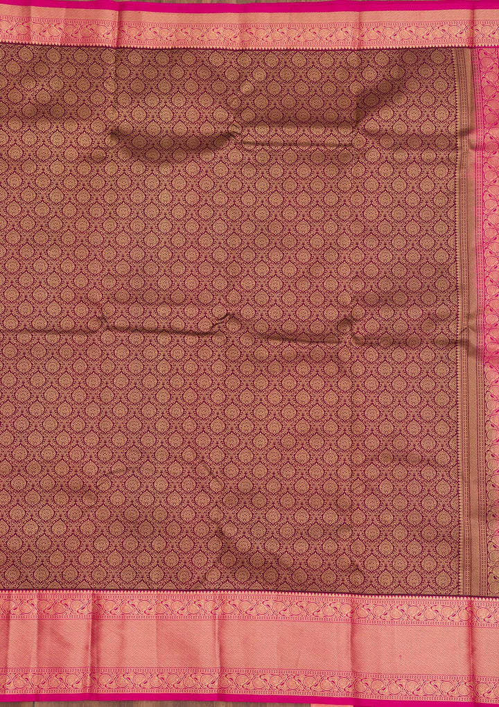 Wine Zariwork Pure Silk Saree
