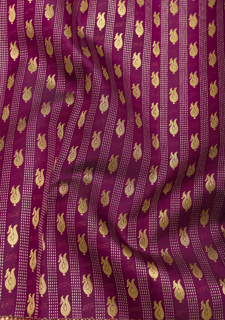 Wine Zariwork Pure Silk Saree
