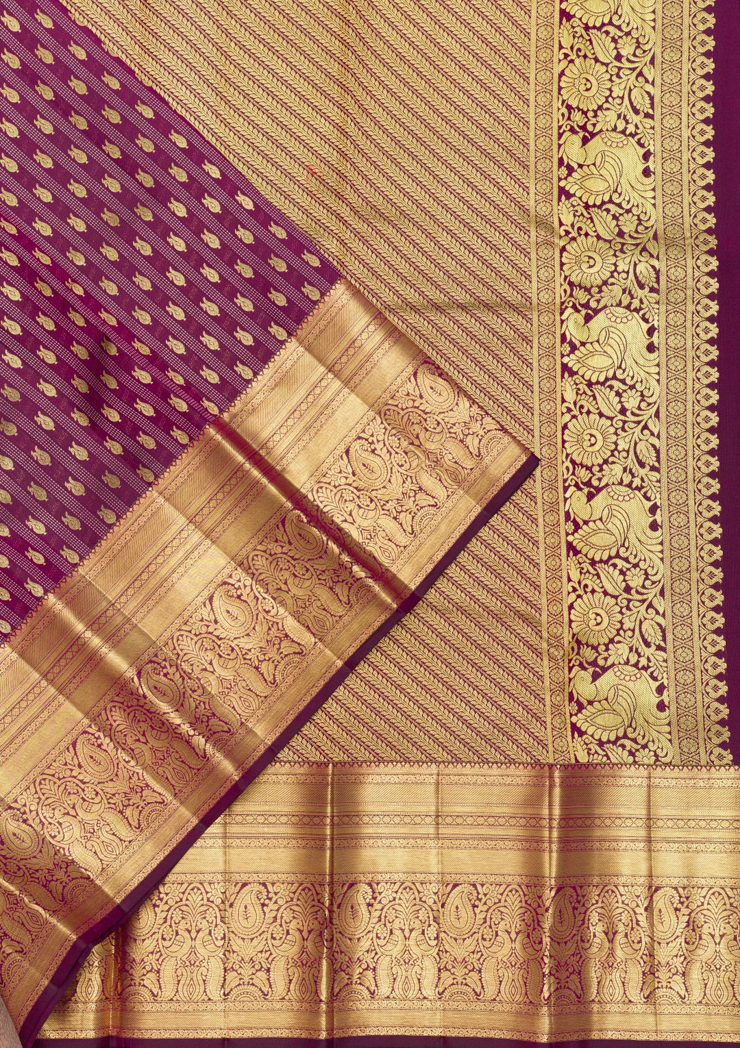 Wine Zariwork Pure Silk Saree