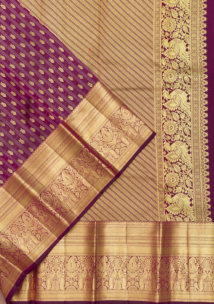 Wine Zariwork Pure Silk Saree