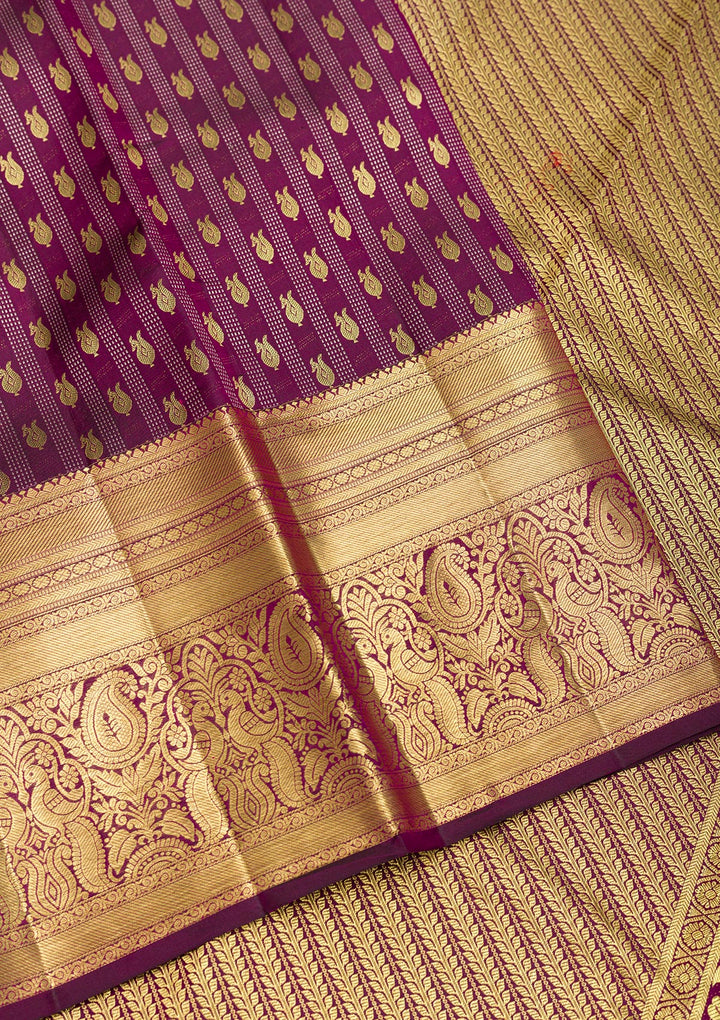 Wine Zariwork Pure Silk Saree