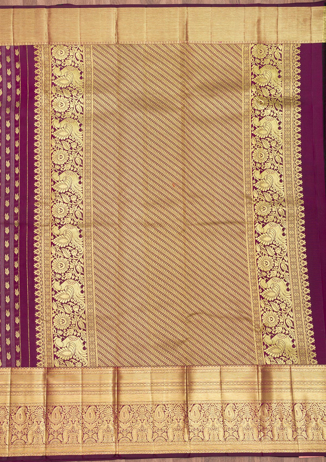 Wine Zariwork Pure Silk Saree