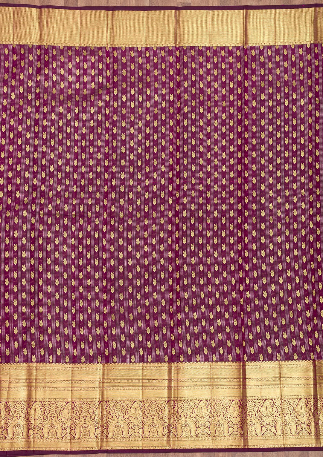Wine Zariwork Pure Silk Saree