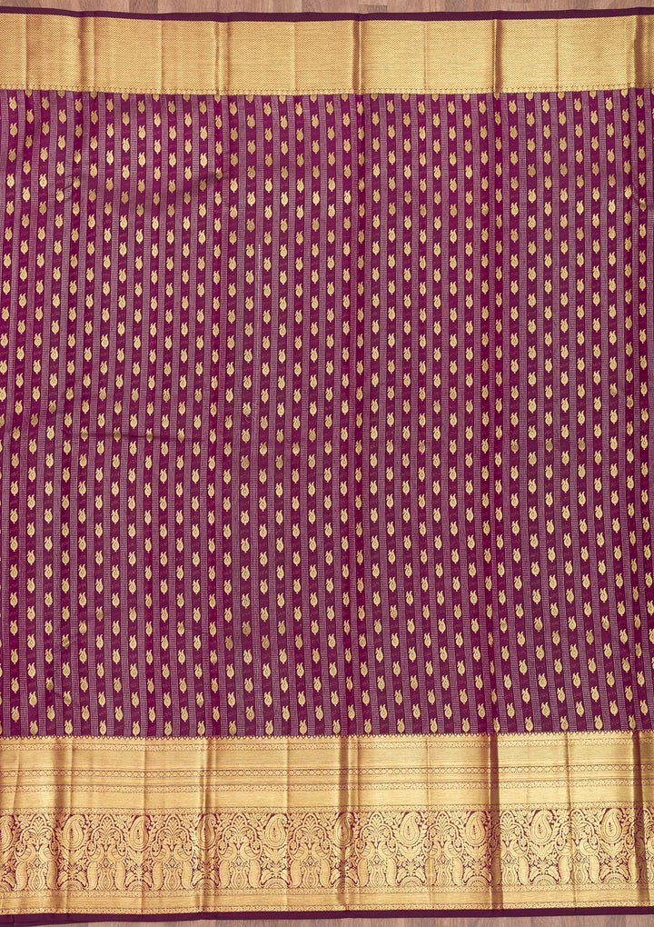 Wine Zariwork Pure Silk Saree