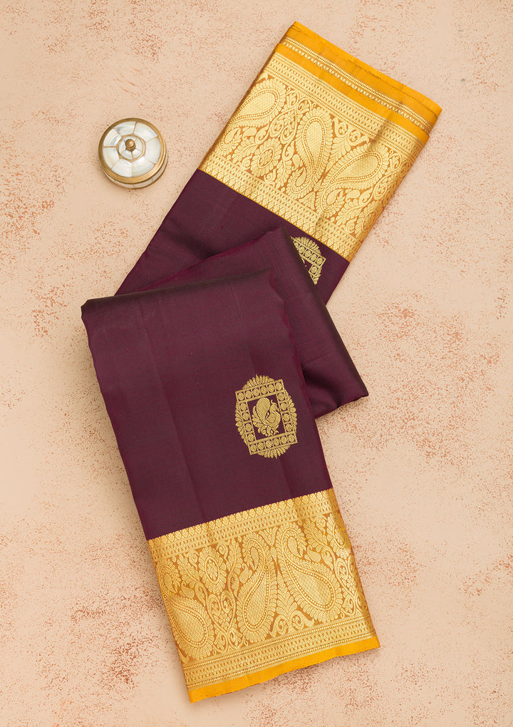 Wine Zariwork Pure Silk Saree