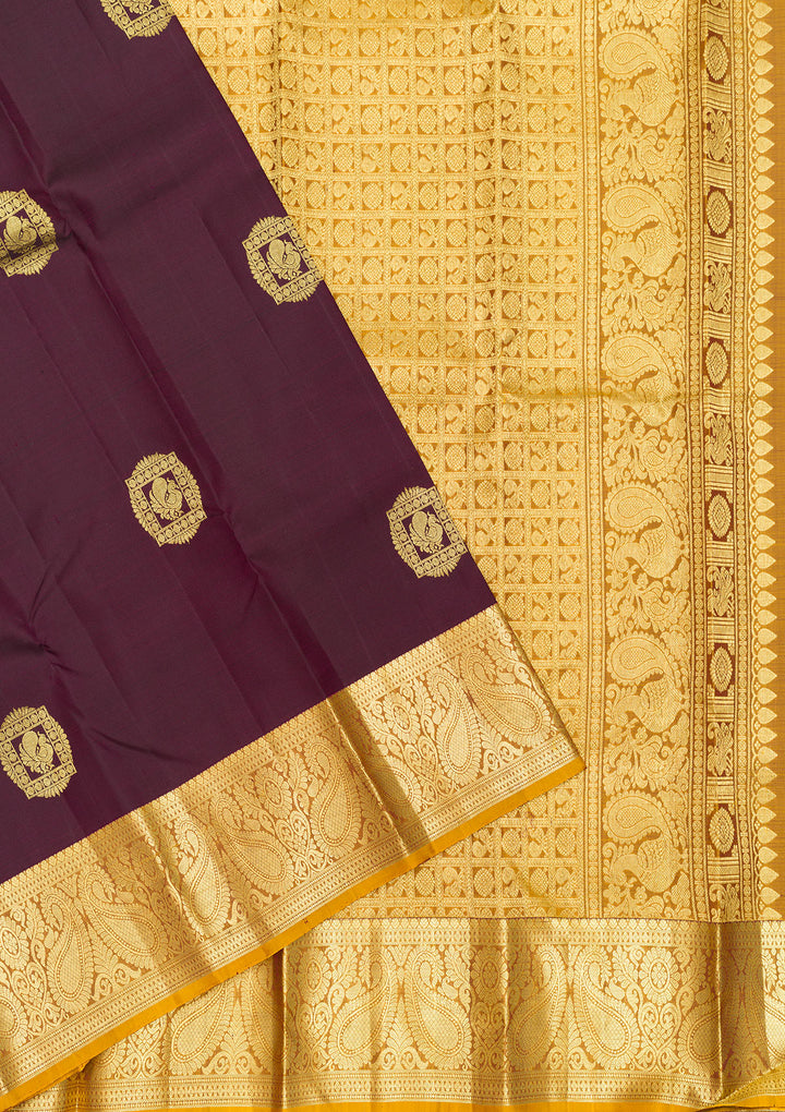 Wine Zariwork Pure Silk Saree