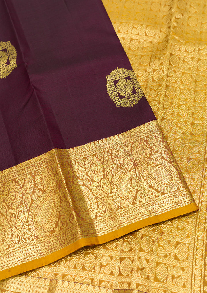 Wine Zariwork Pure Silk Saree