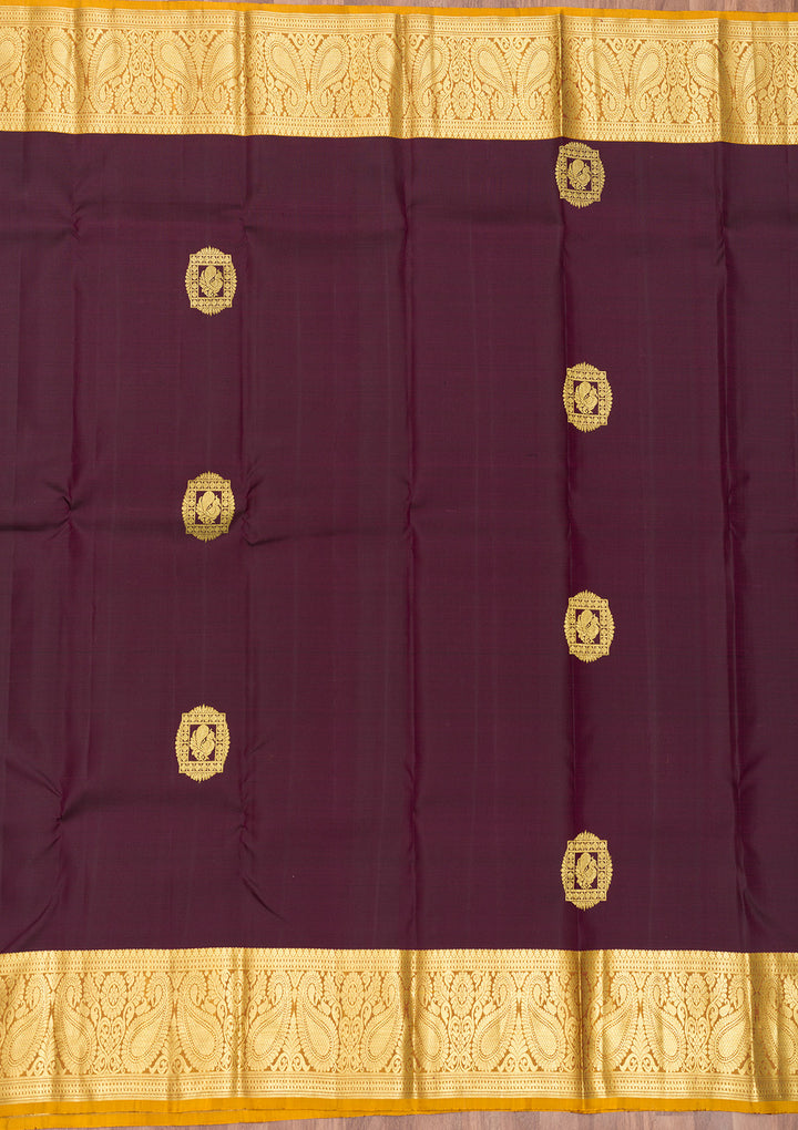 Wine Zariwork Pure Silk Saree