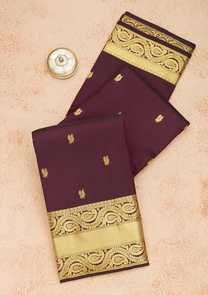 Wine Zariwork Pure Silk Saree