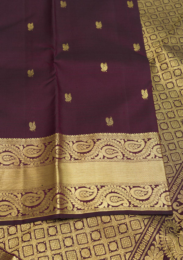 Wine Zariwork Pure Silk Saree