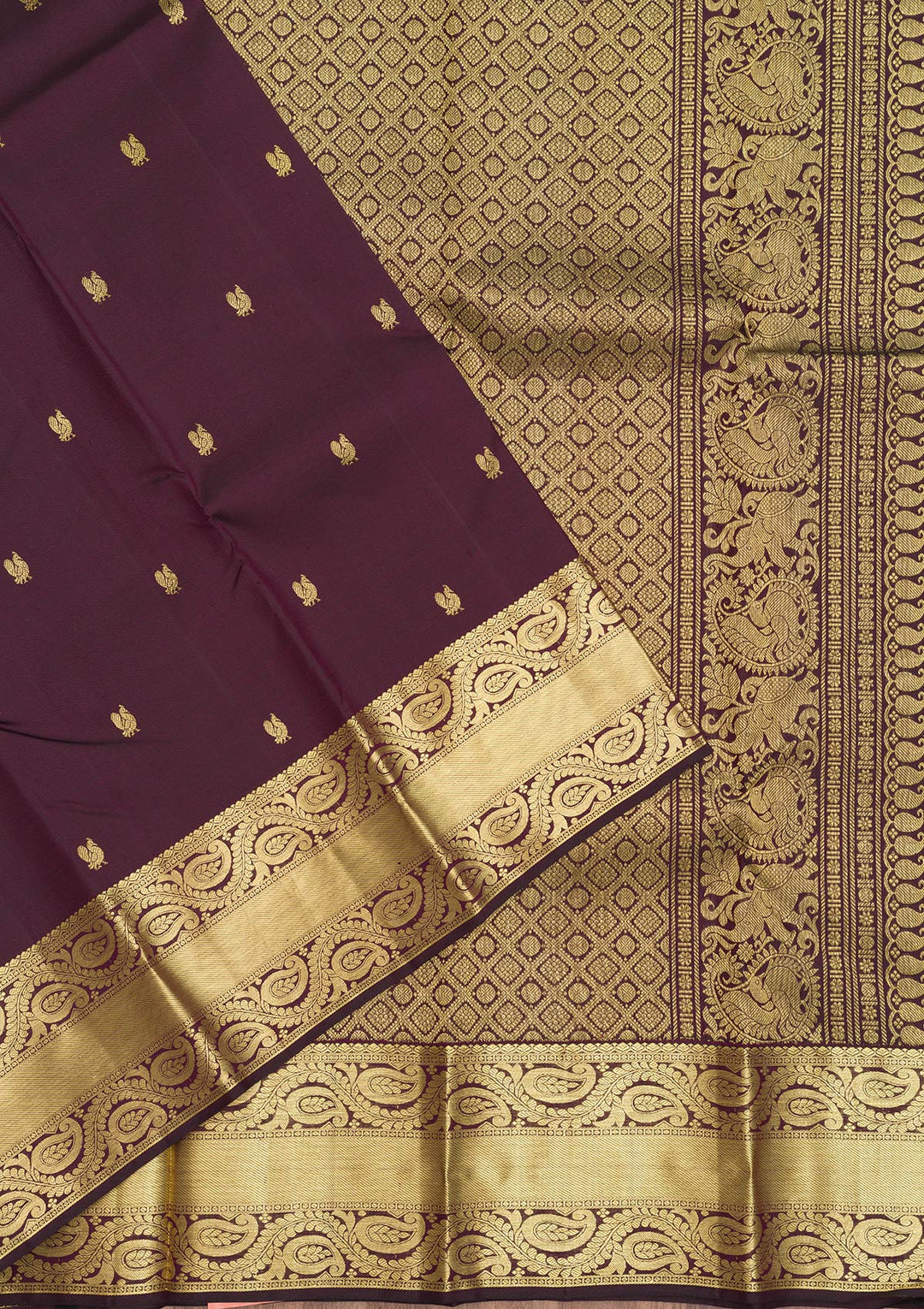 Wine Zariwork Pure Silk Saree
