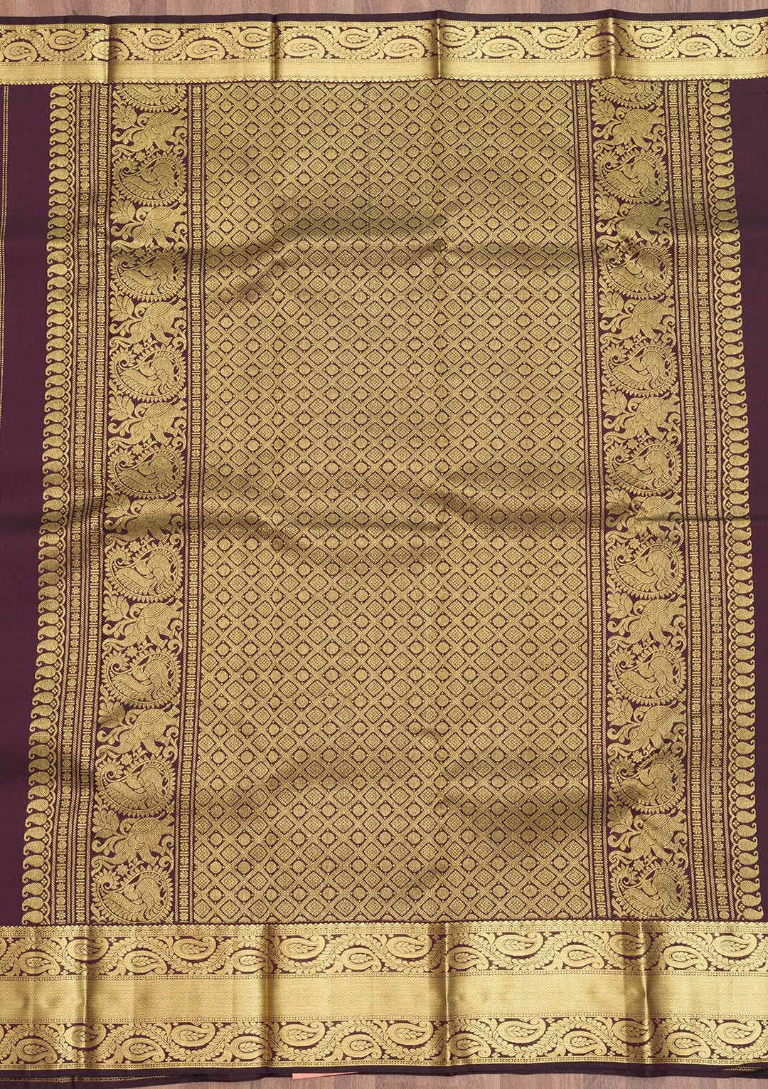 Wine Zariwork Pure Silk Saree