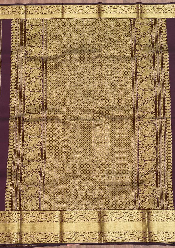 Wine Zariwork Pure Silk Saree