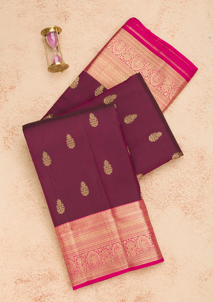 Wine Zariwork Pure Silk Saree