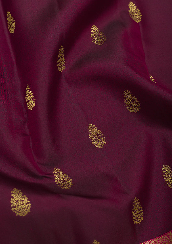 Wine Zariwork Pure Silk Saree