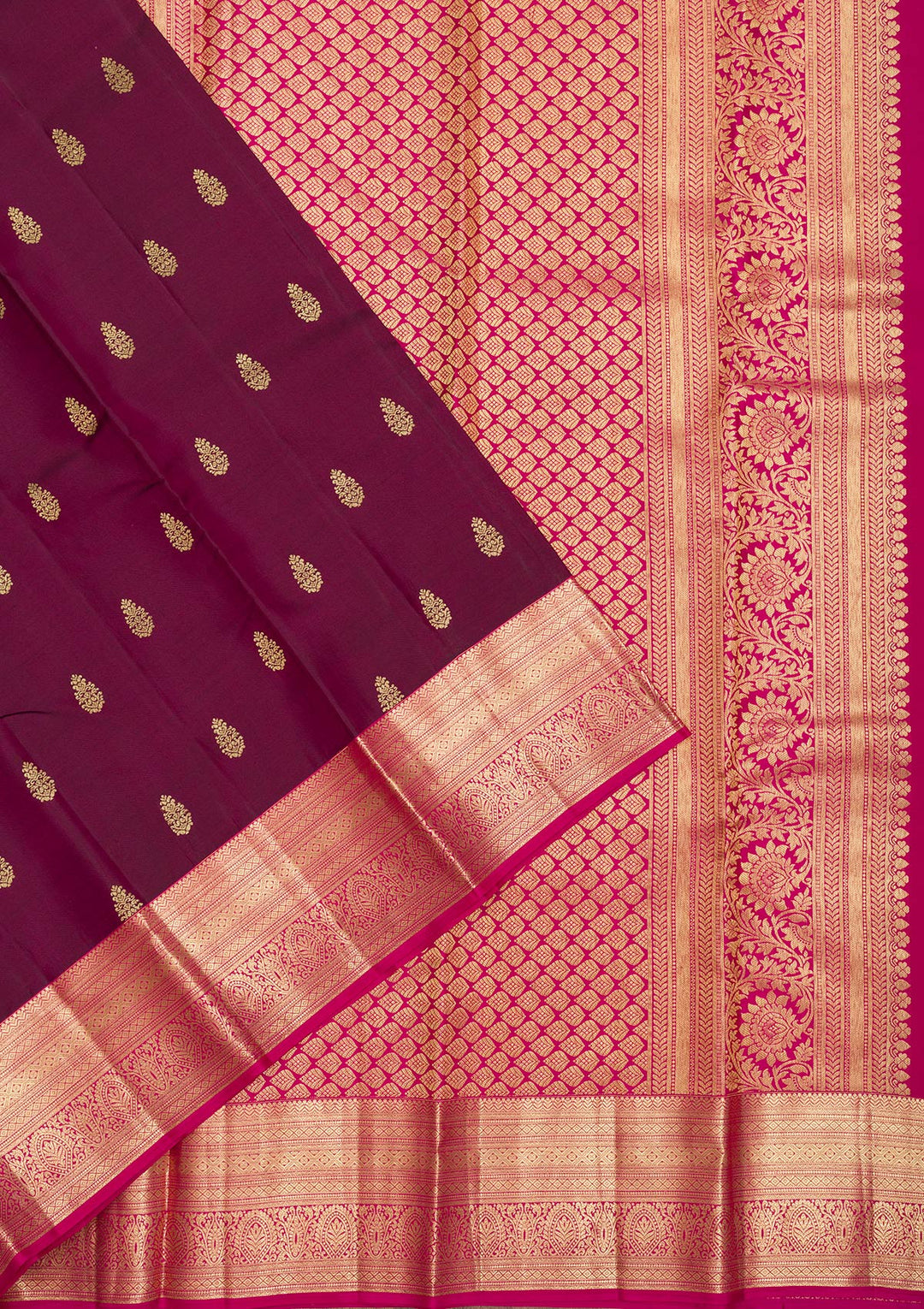 Wine Zariwork Pure Silk Saree