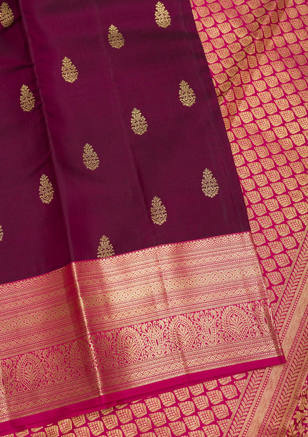 Wine Zariwork Pure Silk Saree