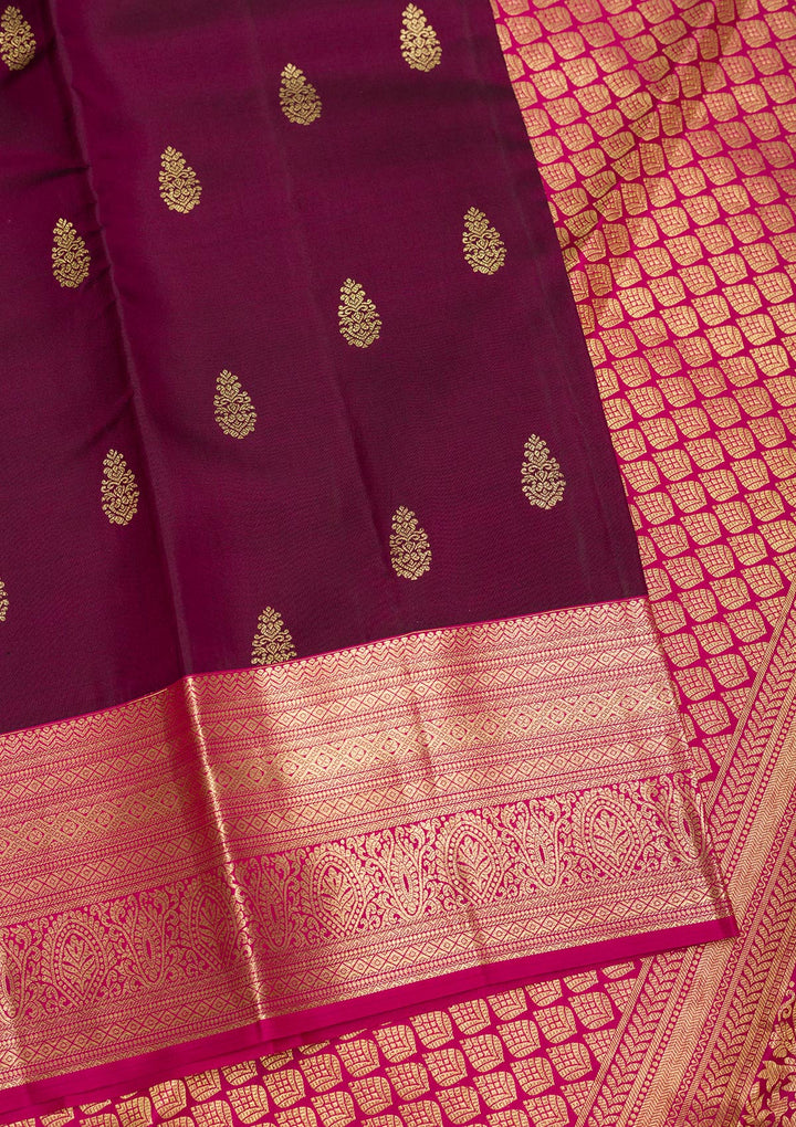 Wine Zariwork Pure Silk Saree