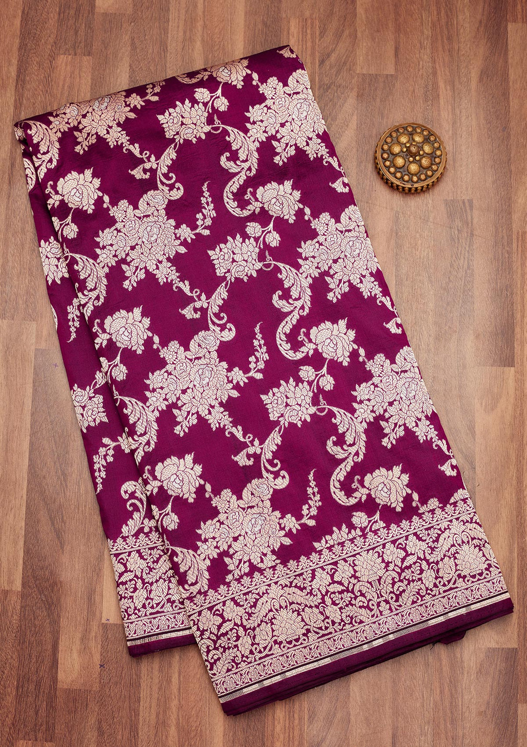 Wine Zariwork Pure Silk Saree