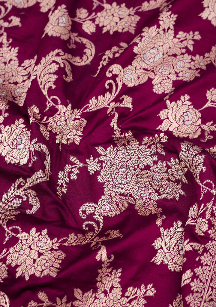 Wine Zariwork Pure Silk Saree