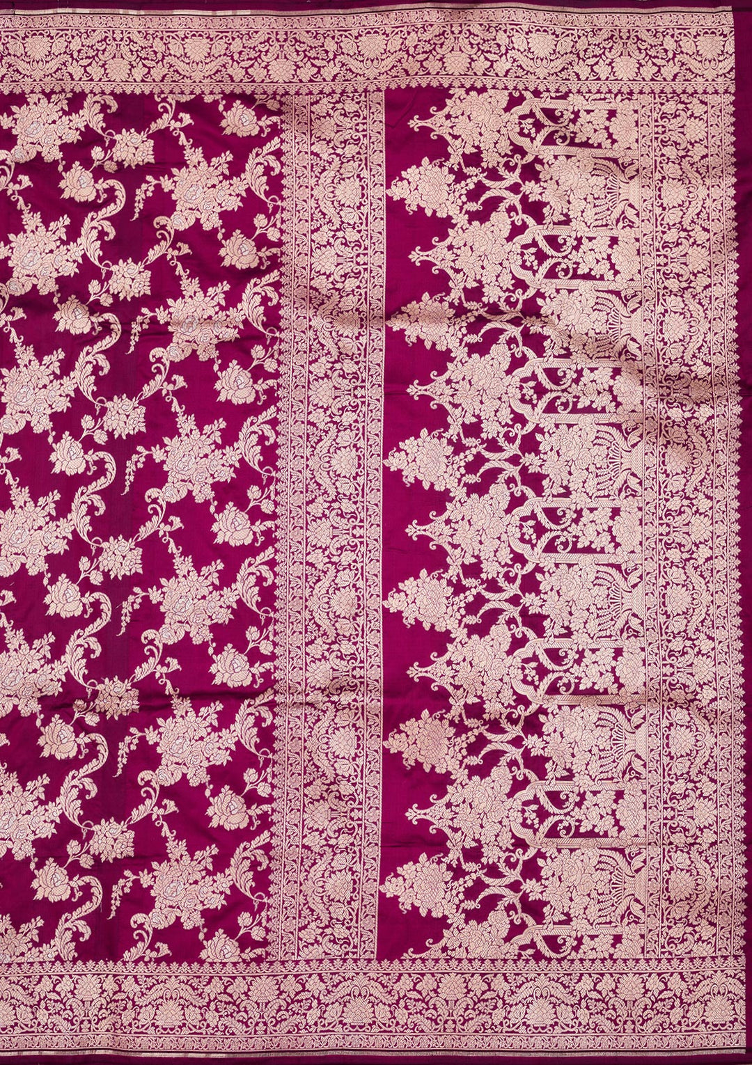 Wine Zariwork Pure Silk Saree