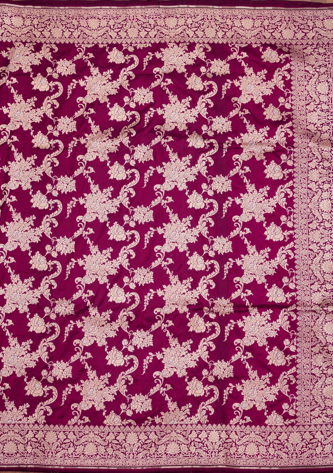 Wine Zariwork Pure Silk Saree