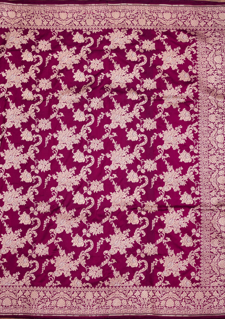 Wine Zariwork Pure Silk Saree