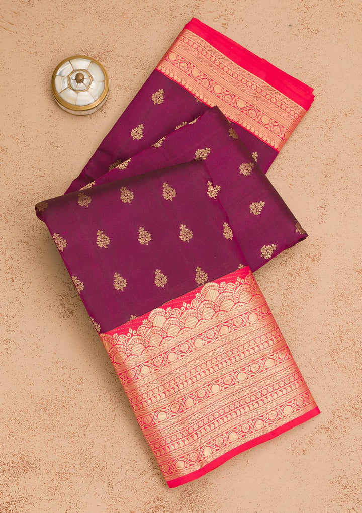 Wine Zariwork Pure Silk Saree