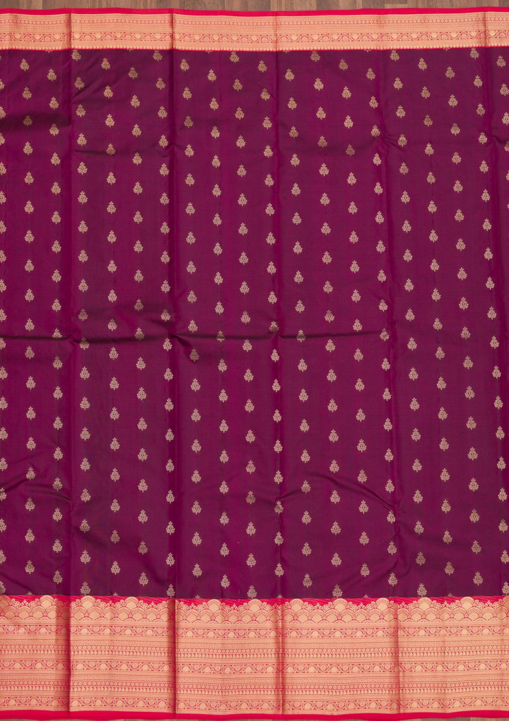 Wine Zariwork Pure Silk Saree