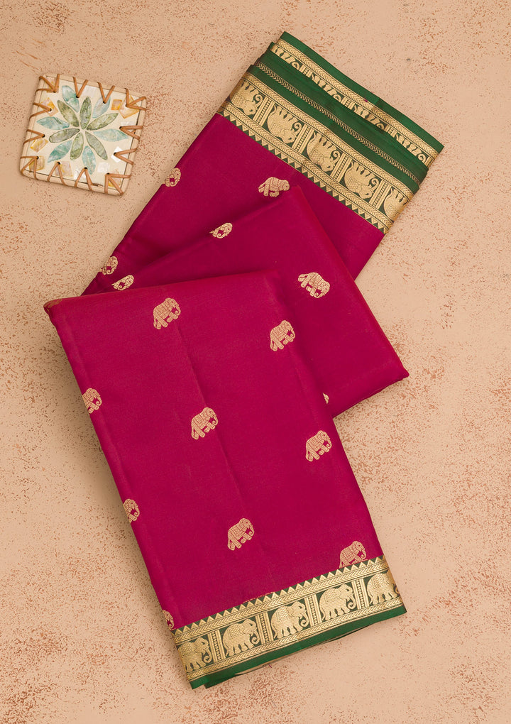 Wine Zariwork Pure Silk Saree