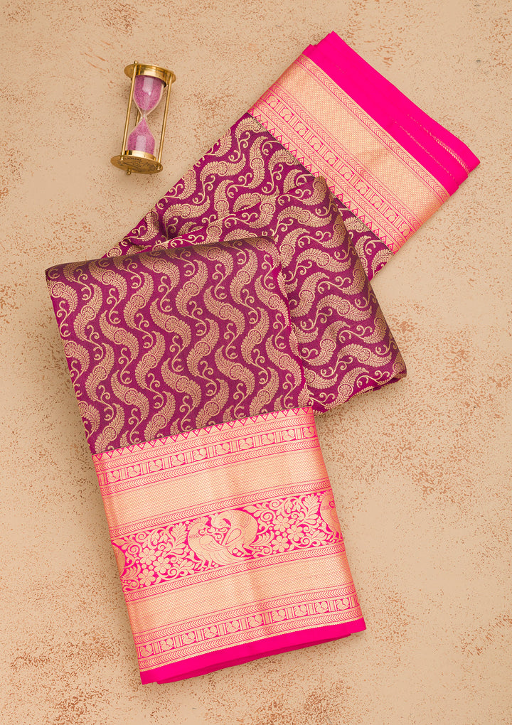 Wine Zariwork Pure Silk Saree