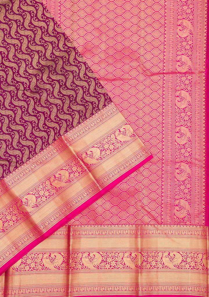 Wine Zariwork Pure Silk Saree